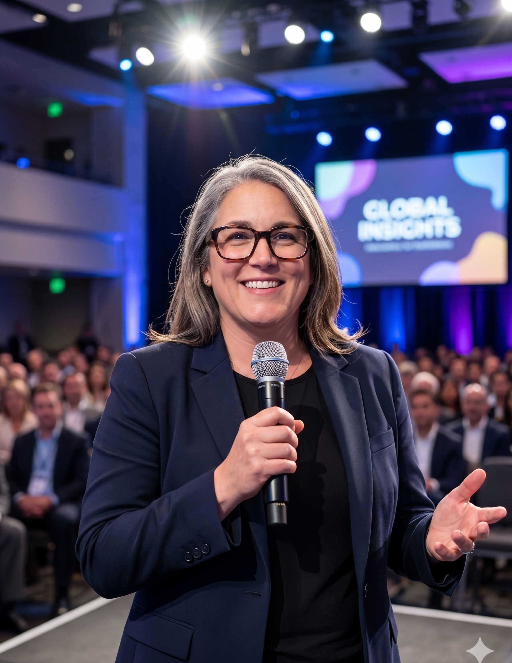 Sara Fenn speaking at a conference